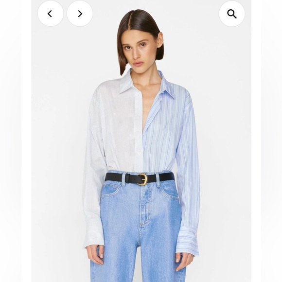 Frame Denim Tops - FRAME Le Mix Blanc Multi Oversized Shirt